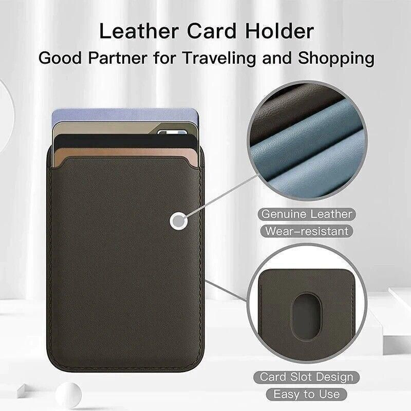 Leather Card Holder Wallet Pocket for iPhone 14 13 Pro Max with Snap-On Attachment - Red V528-IPHONECARDHOLDER-RED-731946