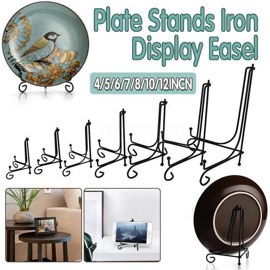 Plate Stands Iron Display Easel Photo Picture Bowl Dish Book Holder Frame Black - 10 Inch V528-IRONHOLDER-10INCH-379504