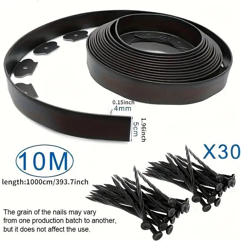L Shaped Garden Edging Border Landscape Grass Lawn Stone Edge Fence Strip - Black V528-ISOLATION-BLACK-10M-210403