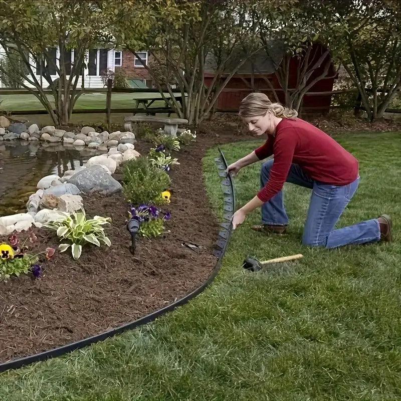 L Shaped Garden Edging Border Landscape Grass Lawn Stone Edge Fence Strip - Black V528-ISOLATION-BLACK-10M-210403