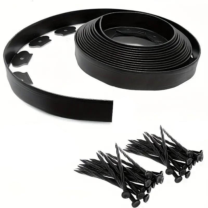 L Shaped Garden Edging Border Landscape Grass Lawn Stone Edge Fence Strip - Black V528-ISOLATION-BLACK-10M-210403