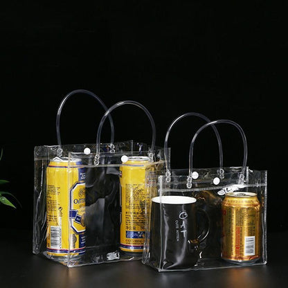 100x PVC Transparent Gift Tote Bag with Snap Button for Packaging - 20*16*8cm V528-J00271-C20-H16-C8-100PCS-709272