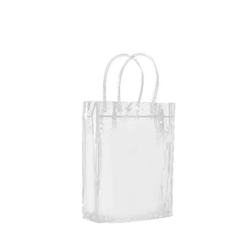 100x PVC Transparent Gift Tote Bag with Snap Button for Packaging - 20*16*8cm V528-J00271-C20-H16-C8-100PCS-709272