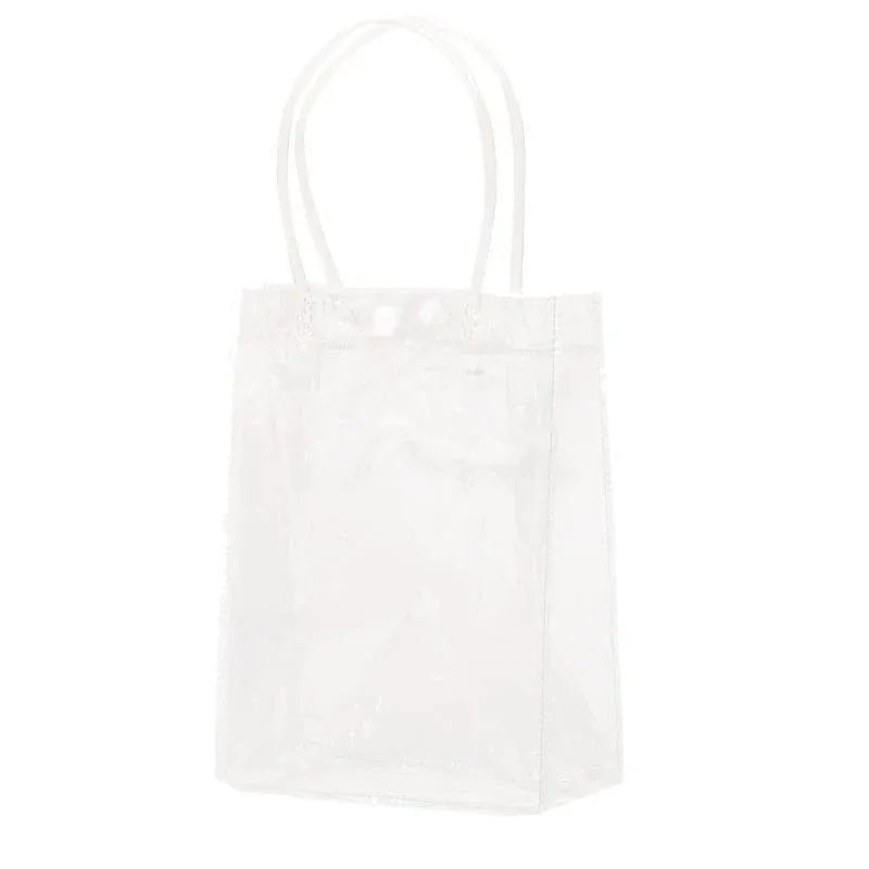 100x PVC Transparent Gift Tote Bag with Snap Button for Packaging - 20*16*8cm V528-J00271-C20-H16-C8-100PCS-709272