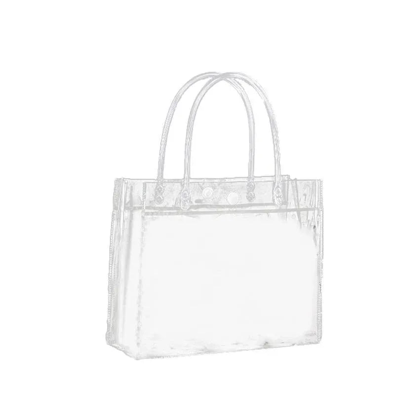 100x PVC Transparent Gift Tote Bag with Snap Button for Packaging - 20*16*8cm V528-J00271-C20-H16-C8-100PCS-709272