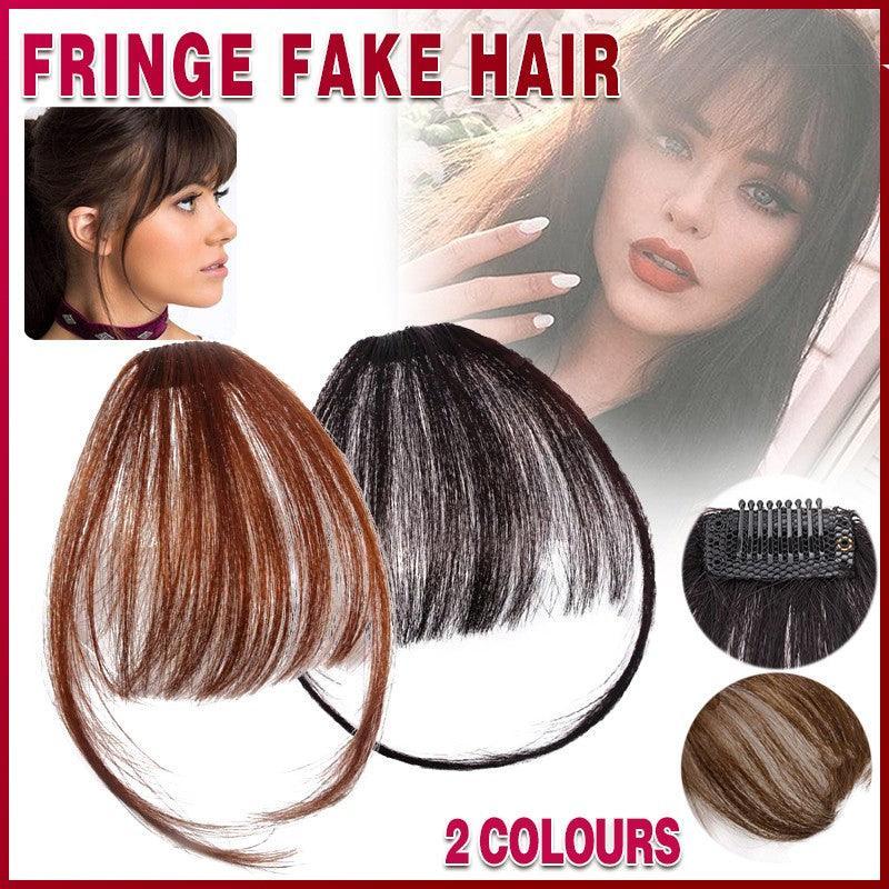 Clip In on Bangs Fringe Fake Hair Extensions Straight Front Neat Hair as Human - Light Brown V528-J00339-LIGHTBROWN-310978
