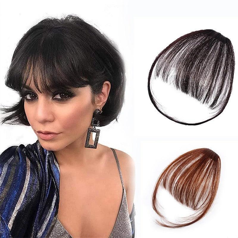 Clip In on Bangs Fringe Fake Hair Extensions Straight Front Neat Hair as Human - Light Brown V528-J00339-LIGHTBROWN-310978