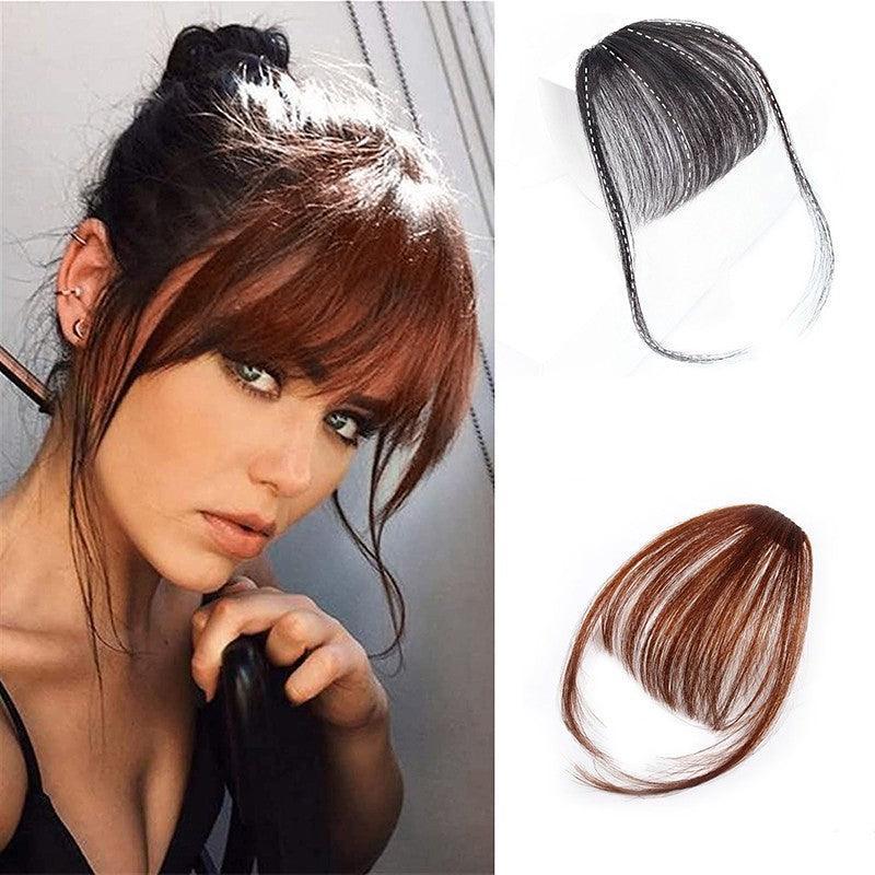Clip In on Bangs Fringe Fake Hair Extensions Straight Front Neat Hair as Human - Light Brown V528-J00339-LIGHTBROWN-310978