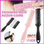 2PCS Razor Comb With Blades Razor Trimmer DIY Double Sides Hair Thinning Comb - Pink+Black V528-J00413-BLACKPINK-29949