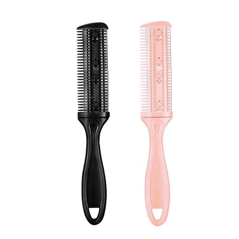 2PCS Razor Comb With Blades Razor Trimmer DIY Double Sides Hair Thinning Comb - Pink+Black V528-J00413-BLACKPINK-29949