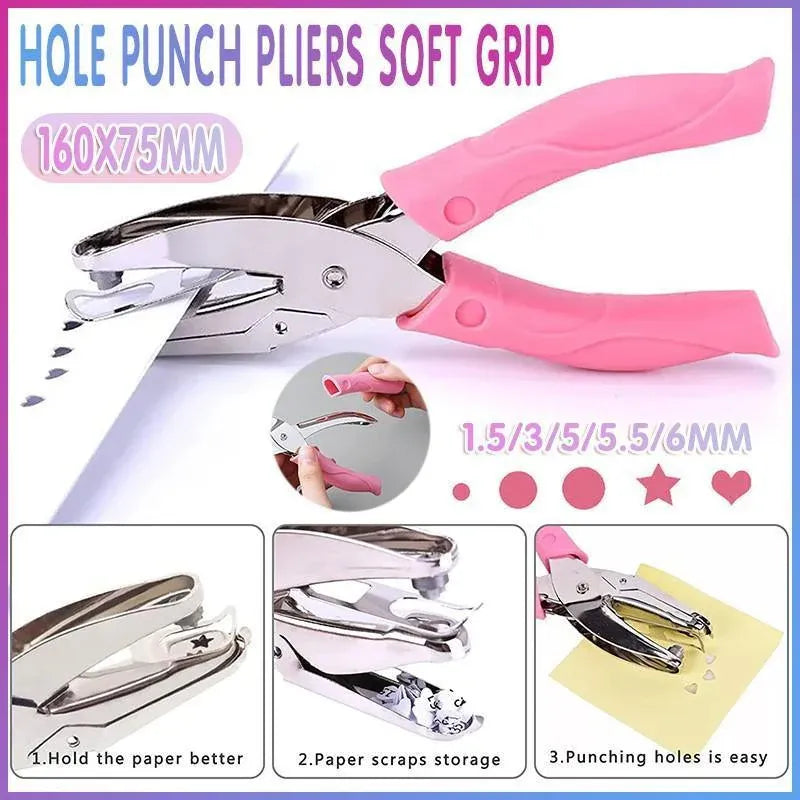 Circle/Heart/Star Shaped Metal Hole Punch Pliers - Paper Hand Puncher - 5.5mm heart V528-J00438-5-5MM-HEART-259938