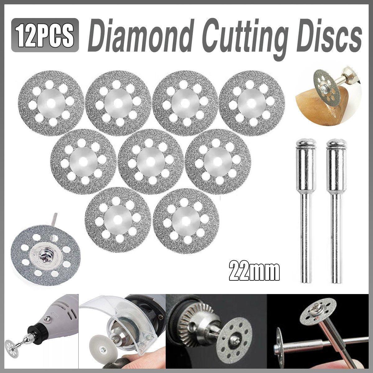 12PCS Diamond Cut Discs Blades Drill Bit Set for Dremel Rotary Tool Multi Use V528-JADE-SAW-BLADE-12PCS-717785
