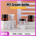 10pcs PET Plastic Cosmetic Bottles Refillable Travel Face Cream Containers - 60ml-Brown+White-Single V528-JARS-10PCS-BROWN-SINGLE-295411