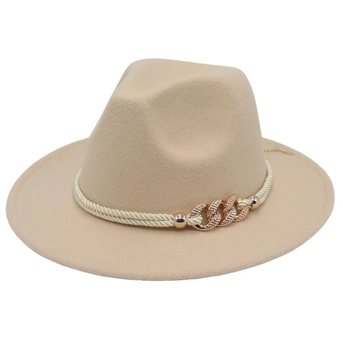 Jazz Hat Autumn Winter Retro Large Brim Hat for Men and Women Stylish Headwear - Beige V528-JAZZ-HAT-BEIGE-518399
