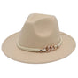Jazz Hat Autumn Winter Retro Large Brim Hat for Men and Women Stylish Headwear - Beige V528-JAZZ-HAT-BEIGE-518399