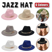 Jazz Hat Autumn Winter Retro Large Brim Hat for Men and Women Stylish Headwear - Beige V528-JAZZ-HAT-BEIGE-518399