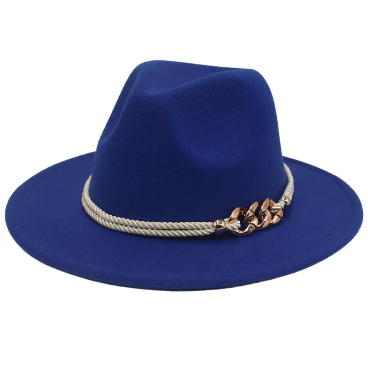 Jazz Hat Autumn Winter Retro Large Brim Hat for Men and Women Stylish Headwear - Blue V528-JAZZ-HAT-BLUE-832501