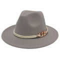 Jazz Hat Autumn Winter Retro Large Brim Hat for Men and Women Stylish Headwear - Light Grey V528-JAZZ-HAT-LIGHT-GREY-147856