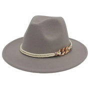 Jazz Hat Autumn Winter Retro Large Brim Hat for Men and Women Stylish Headwear - Light Grey V528-JAZZ-HAT-LIGHT-GREY-147856