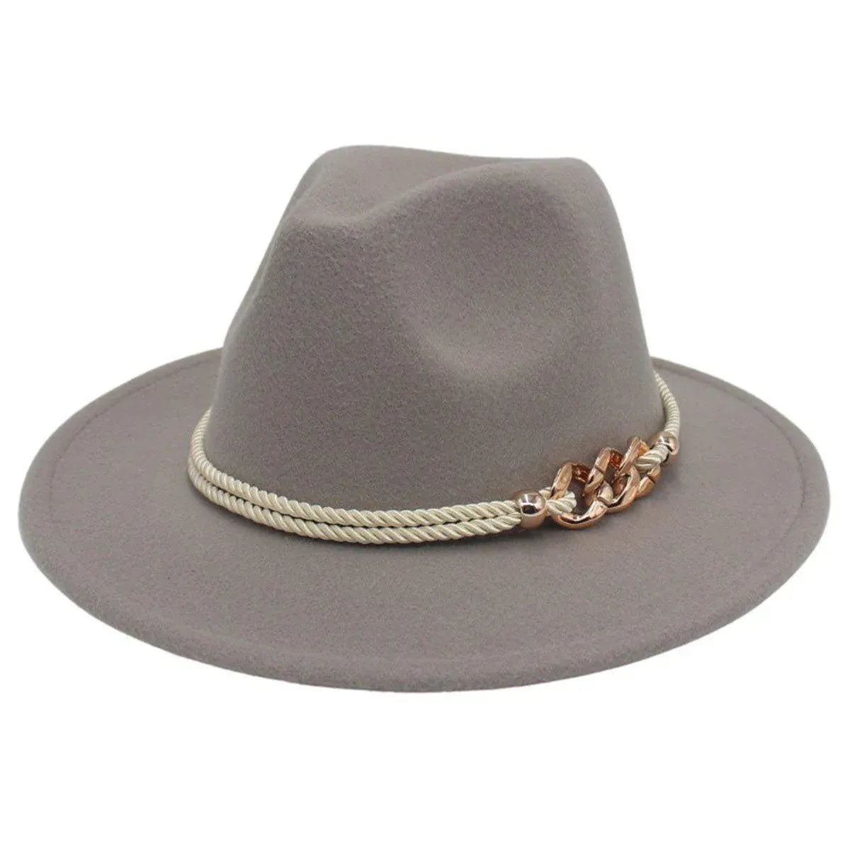 Jazz Hat Autumn Winter Retro Large Brim Hat for Men and Women Stylish Headwear - Light Grey V528-JAZZ-HAT-LIGHT-GREY-147856