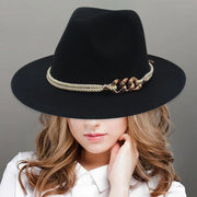 Jazz Hat Autumn Winter Retro Large Brim Hat for Men and Women Stylish Headwear - Light Grey V528-JAZZ-HAT-LIGHT-GREY-147856