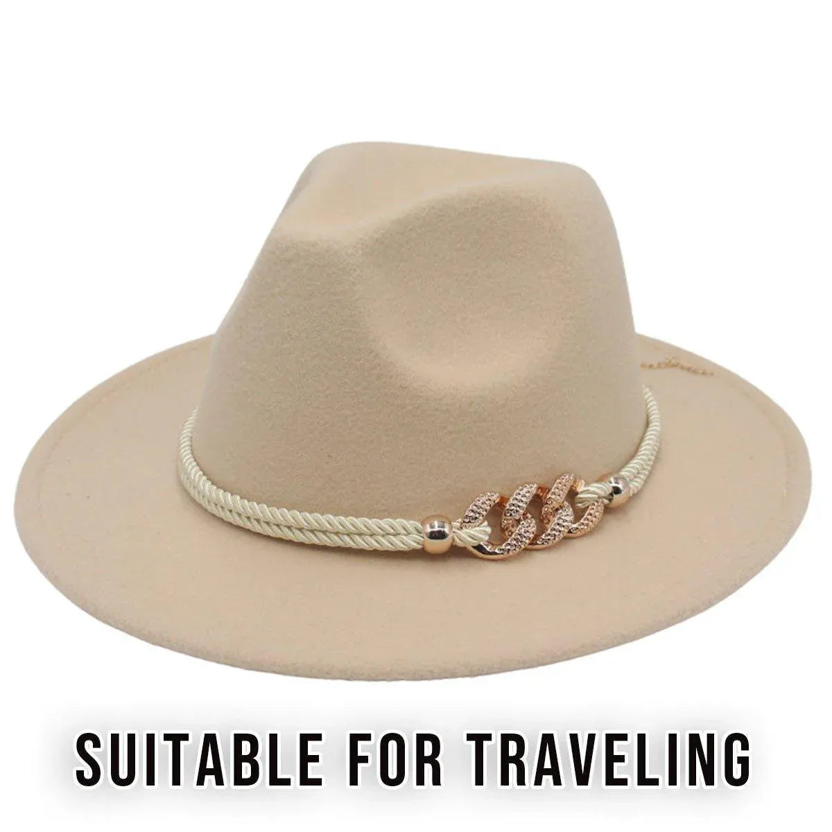 Jazz Hat Autumn Winter Retro Large Brim Hat for Men and Women Stylish Headwear - Light Grey V528-JAZZ-HAT-LIGHT-GREY-147856