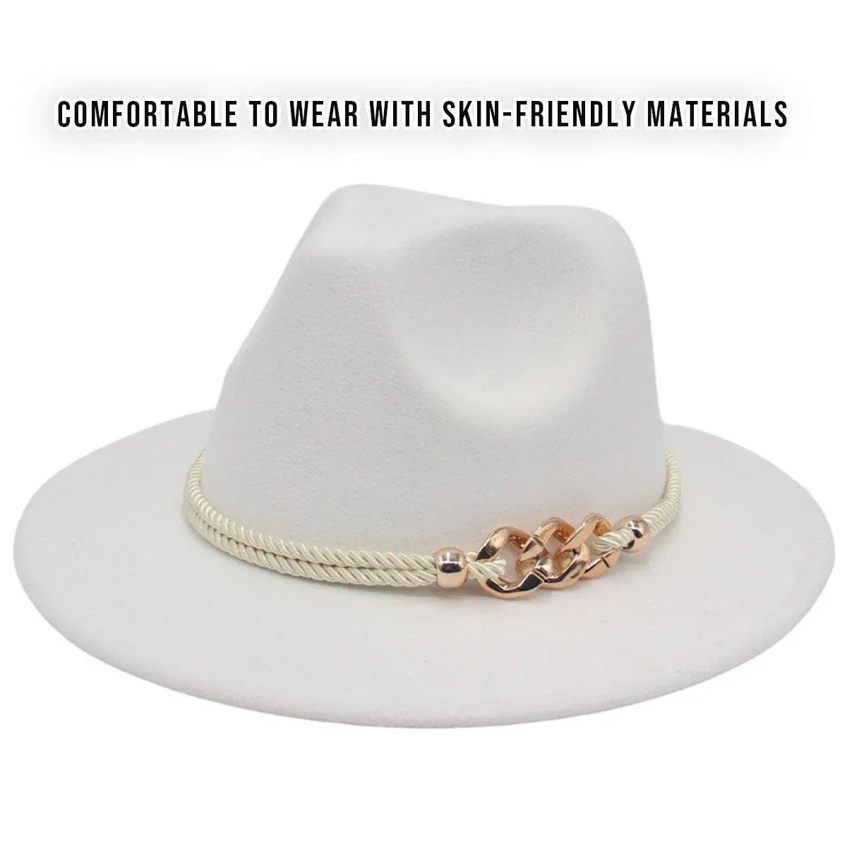 Jazz Hat Autumn Winter Retro Large Brim Hat for Men and Women Stylish Headwear - Light Grey V528-JAZZ-HAT-LIGHT-GREY-147856
