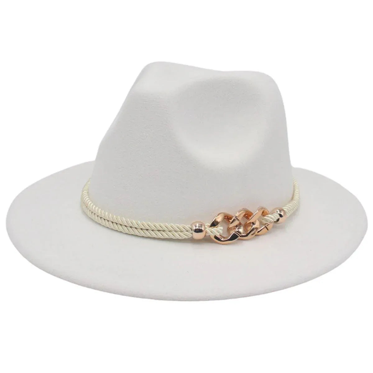 Jazz Hat Autumn Winter Retro Large Brim Hat for Men and Women Stylish Headwear - White V528-JAZZ-HAT-WHITE-558299
