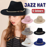 Jazz Hat Autumn Winter Retro Large Brim Hat for Men and Women Stylish Headwear - White V528-JAZZ-HAT-WHITE-558299