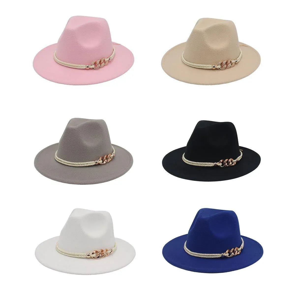 Jazz Hat Autumn Winter Retro Large Brim Hat for Men and Women Stylish Headwear - White V528-JAZZ-HAT-WHITE-558299