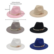 Jazz Hat Autumn Winter Retro Large Brim Hat for Men and Women Stylish Headwear - White V528-JAZZ-HAT-WHITE-558299