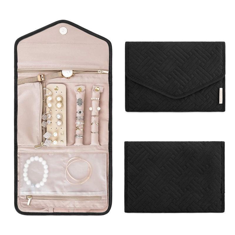 Periea Travel Jewellery Roll -Jewellery Travel Pouch Portable Case Box Organiser - Black V528-JEWELLERYPOUCH-BLACK-720882