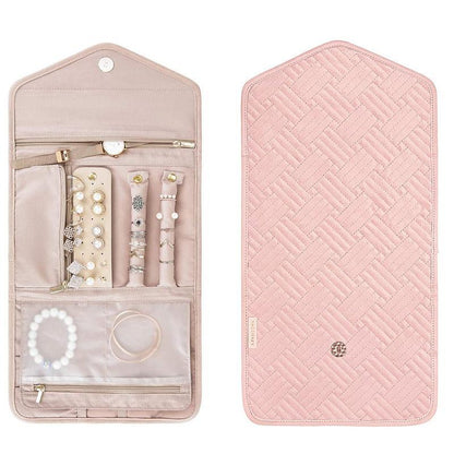 Periea Travel Jewellery Roll -Jewellery Travel Pouch Portable Case Box Organiser - Pink V528-JEWELLERYPOUCH-PINK-312770