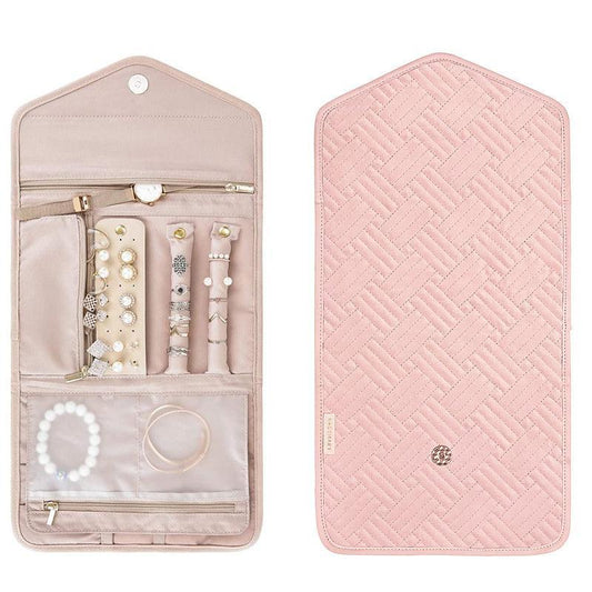 Periea Travel Jewellery Roll -Jewellery Travel Pouch Portable Case Box Organiser - Pink V528-JEWELLERYPOUCH-PINK-312770