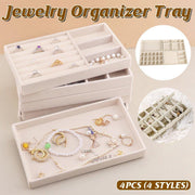 4PCS Flannel Jewelry Storage Trays Necklace Ring Earrings Organizer V528-JEWELRY-BOX-BEIGE-4PCS-599894