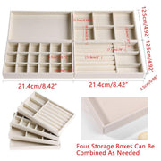 4PCS Flannel Jewelry Storage Trays Necklace Ring Earrings Organizer V528-JEWELRY-BOX-BEIGE-4PCS-599894