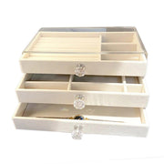 Three Layer Flannel Jewelry Storage Box Dustproof Drawer Organizer for Earrings - Grey V528-JEWELRY-BOX-GREY-625793