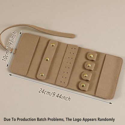 Portable Microfiber Jewelry Storage Bag Roll Organizer for Earrings Necklaces - Beige V528-JEWELRY-STORAGE-BEIGE-637582
