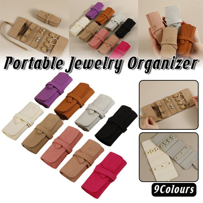 Portable Microfiber Jewelry Storage Bag Roll Organizer for Earrings Necklaces - Grey V528-JEWELRY-STORAGE-GREY-305065