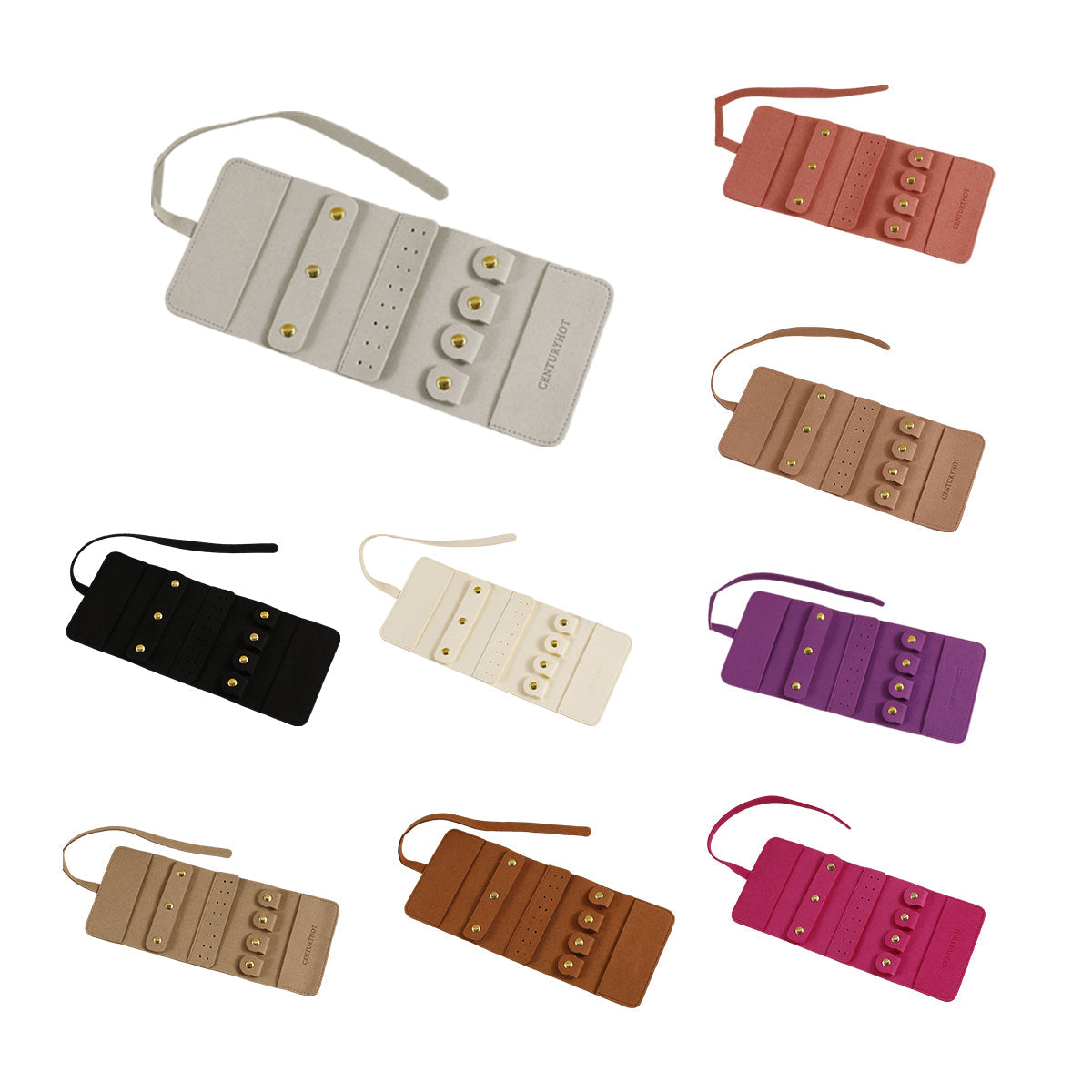 Portable Microfiber Jewelry Storage Bag Roll Organizer for Earrings Necklaces - Pink V528-JEWELRY-STORAGE-PINK-300007
