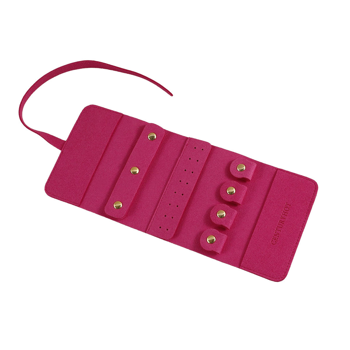 Portable Microfiber Jewelry Storage Bag Roll Organizer for Earrings Necklaces - Pink V528-JEWELRY-STORAGE-PINK-300007