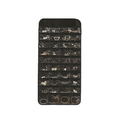 80 Pockets Jewelry Hanging Storage Organizer Holder Earring Display Pouch Bag - Beige V528-JEWELRYBAG-80-BEIGE-728784