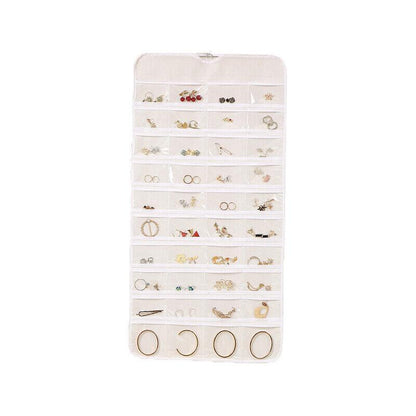 80 Pockets Jewelry Hanging Storage Organizer Holder Earring Display Pouch Bag - White V528-JEWELRYBAG-80-WHITE-759933