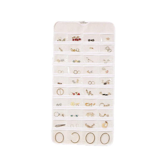 80 Pockets Jewelry Hanging Storage Organizer Holder Earring Display Pouch Bag - White V528-JEWELRYBAG-80-WHITE-759933