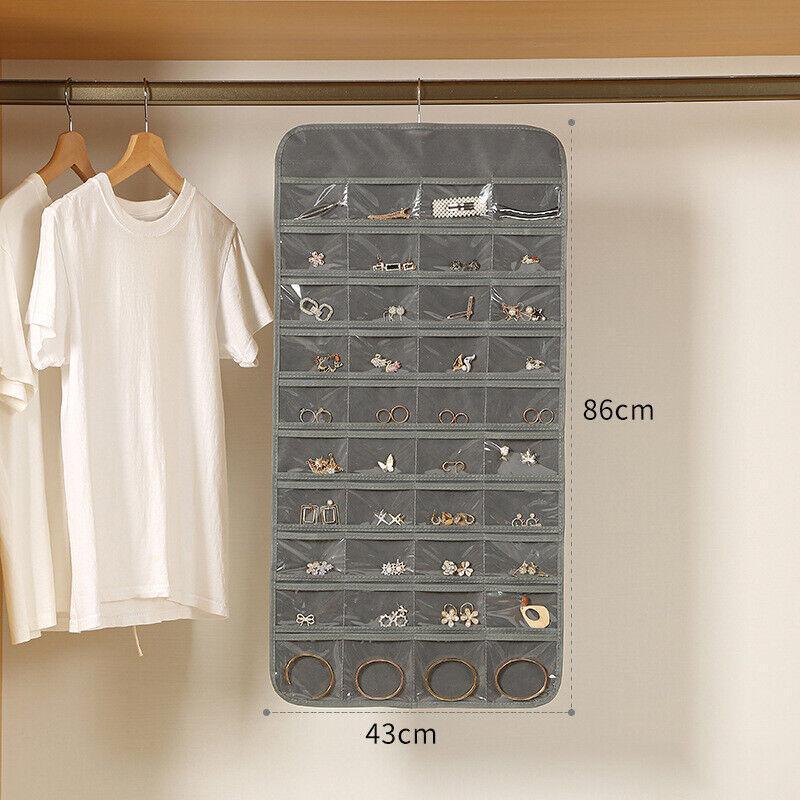 80 Pockets Jewelry Hanging Storage Organizer Holder Earring Display Pouch Bag - White V528-JEWELRYBAG-80-WHITE-759933