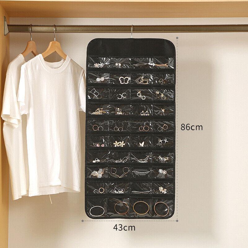 80 Pockets Jewelry Hanging Storage Organizer Holder Earring Display Pouch Bag - White V528-JEWELRYBAG-80-WHITE-759933