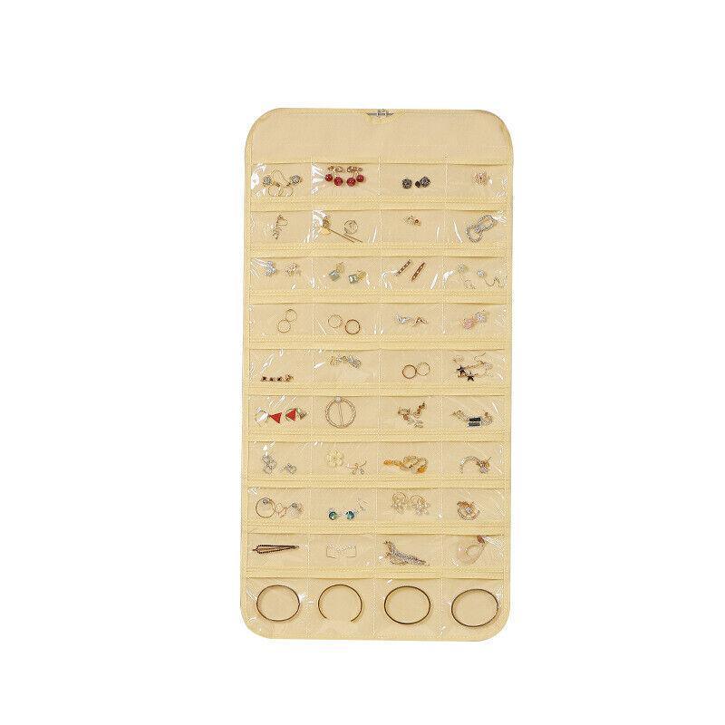 80 Pockets Jewelry Hanging Storage Organizer Holder Earring Display Pouch Bag - White V528-JEWELRYBAG-80-WHITE-759933