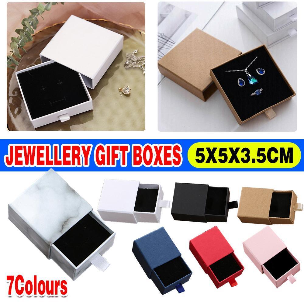 Jewellery Gift Box Necklace Ring Bracelet Bangle Earring Cardboard Box 5*5*3.5cm - Blue V528-JEWELRYBOX-5X5X3-5-DARKBLUE-116134