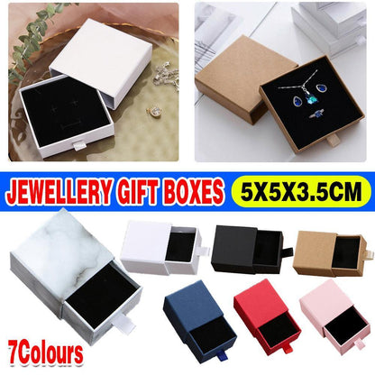 Jewellery Gift Box Necklace Ring Bracelet Bangle Earring Cardboard Box 5*5*3.5cm - Pink V528-JEWELRYBOX-5X5X3-5-PINK-785395