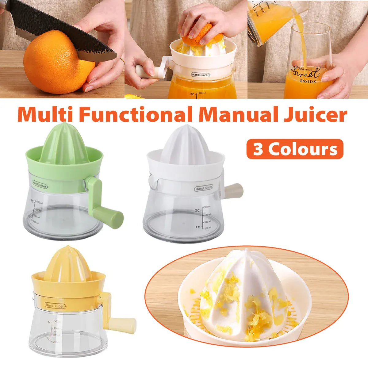 Manual Juice Extractor for Orange Lemon Home Citrus Juicer Hand Compressor - Yellow V528-JUICE-PRESS-YELLOW-226433